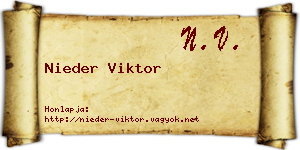 Nieder Viktor névjegykártya